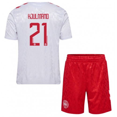 Danmark Morten Hjulmand #21 Bortadräkt Barn EM 2024 Kortärmad (+ Korta byxor)